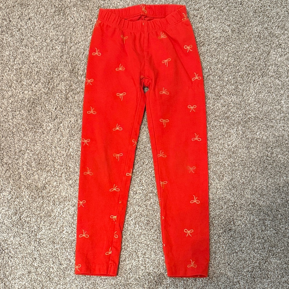 Cat & Jack Red leggings with Gold Bow detail